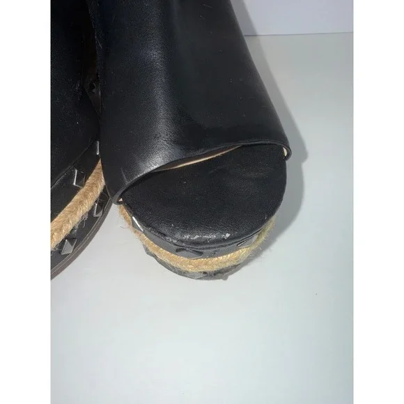 Women's Black Studded Chunky Platform Espadrilles Sz 8.5 Whimsigoth Y2K Grunge - Picture 8 of 13